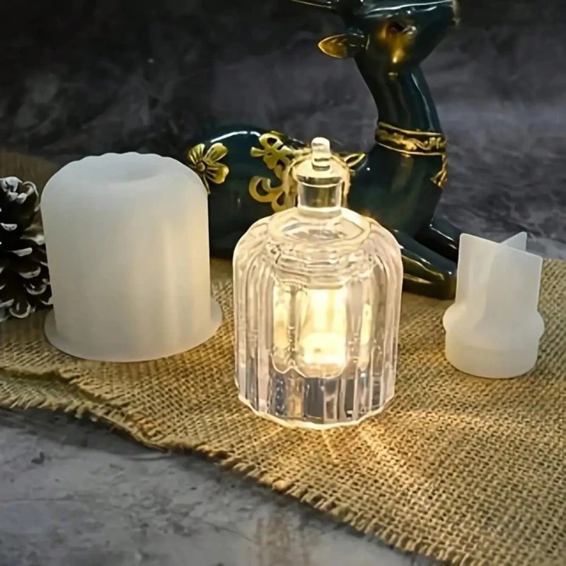 Pendant Lighting Christmas Decor - Gestreifte zylindrische Glühbirnen-Silikonform aus Harz, Kristall-Tropfen-Kleber
