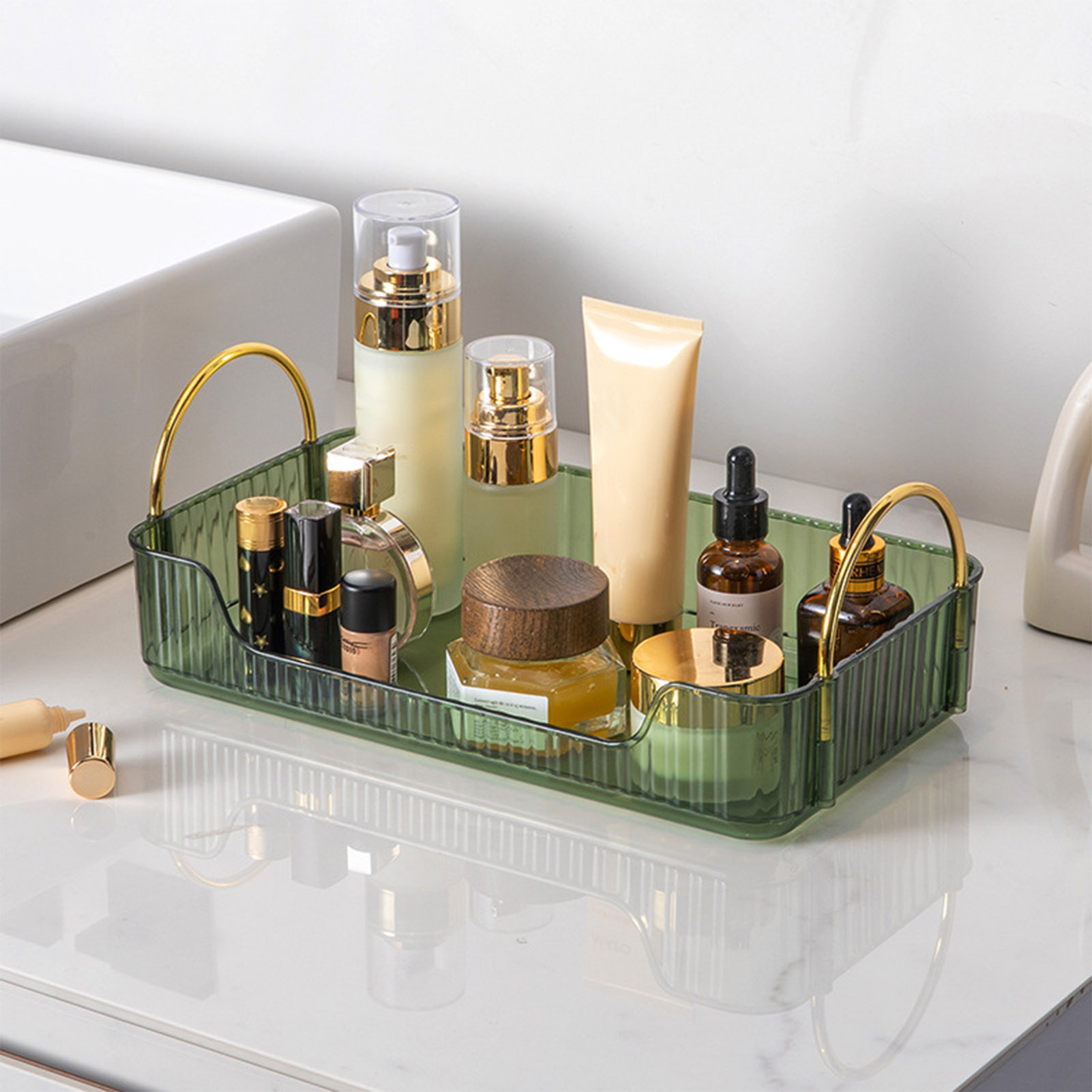 Furniture Lighting & Decor Magazine - Badezimmer-Organizer, luxuriöser Acryl-Aufbewahrungsständer für Schmuck, Kosmetik,