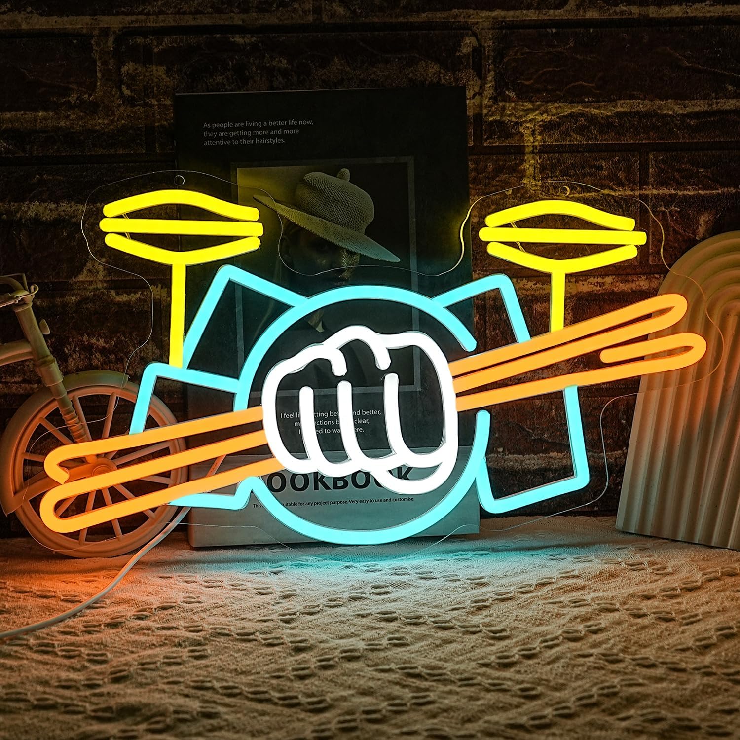 Led Lighting Wall Decor - Schlagzeug-Neonschild USB-Betrieben Musikinstrument LED-Neonlicht für Musikstudio