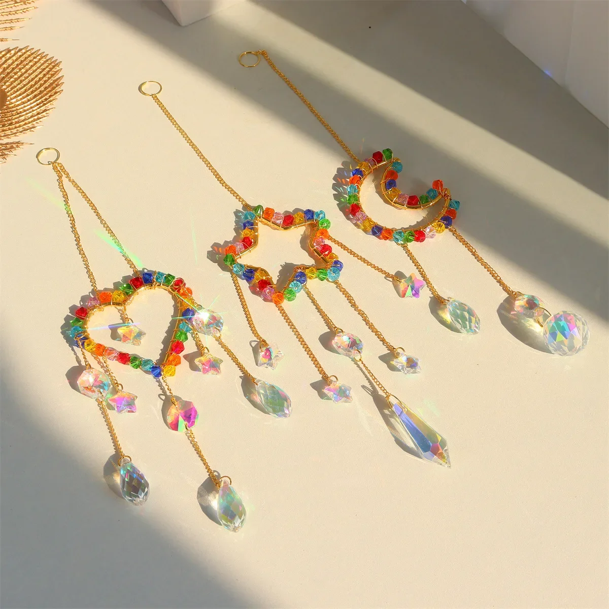 Pendant Lighting Christmas Decor - Chakra Sonnenfänger Regenbogen-Prisma Mond Stern Herz