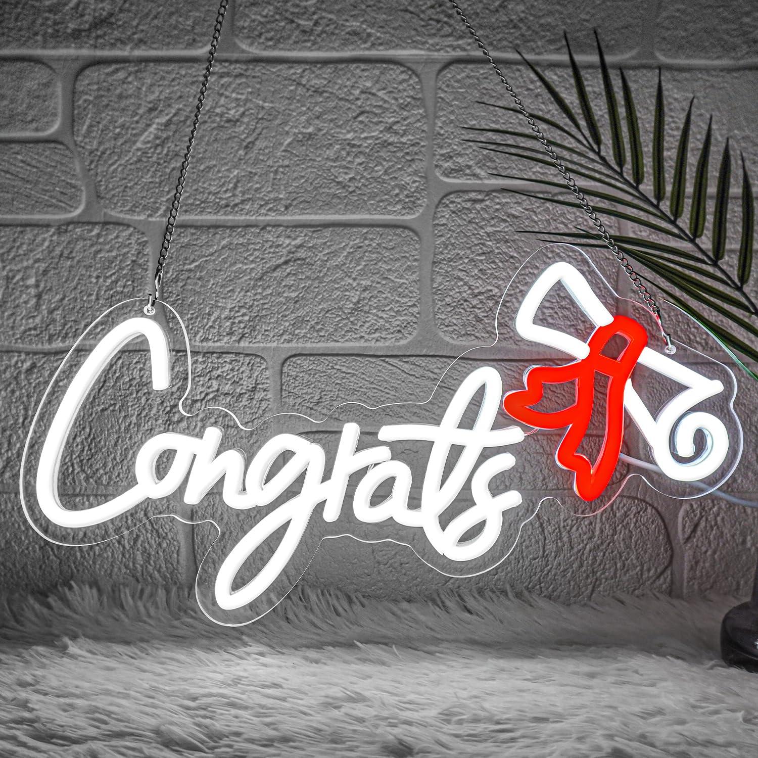 Wall Decor Lighting - Glückwunsch-Abschluss-Neonschild USB Dimmbare LED-Neonlichter für Abschlussfeier