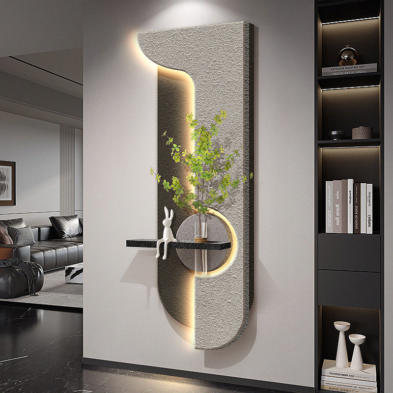 Lighting Decor For Bedroom - Cremefarbenes, dreidimensionales Eingangsdekorationsgemälde, hydroponische grüne Pflanze,
