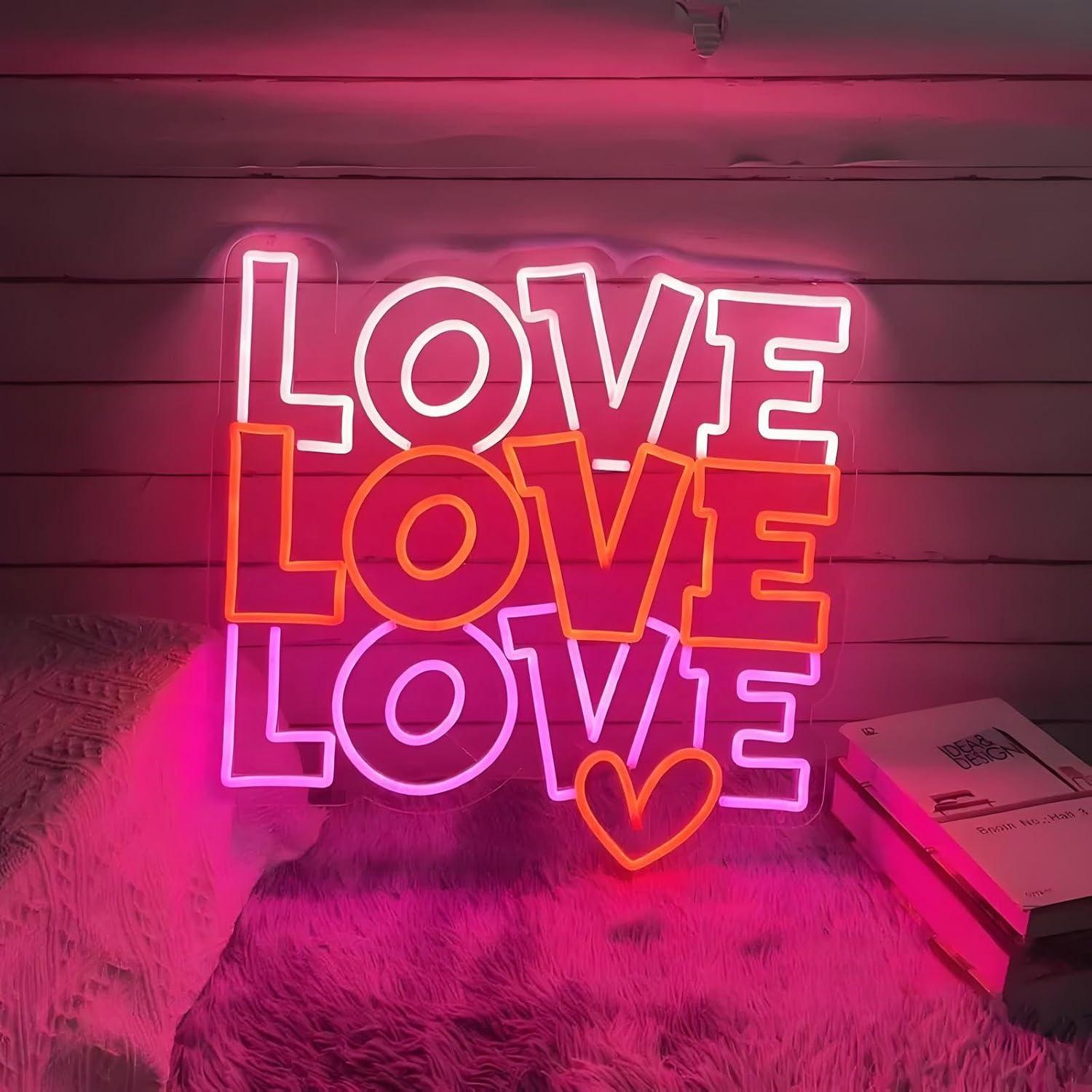 Wall Decor Lighting - Liebes-Neonschild, USB-dimmbar, LED-Neonlichter für Hochzeit, Verlobung,