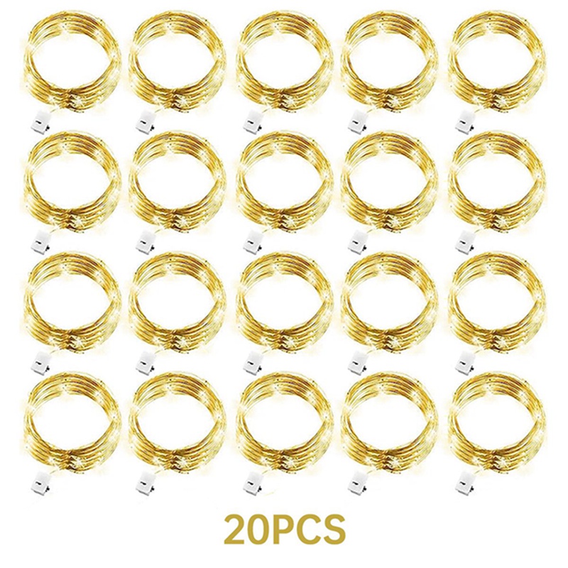 Decor Lighting Pack - 20er-Pack 2M 20LED Silberne Kupferdraht-Lichterketten, Batteriebetriebene