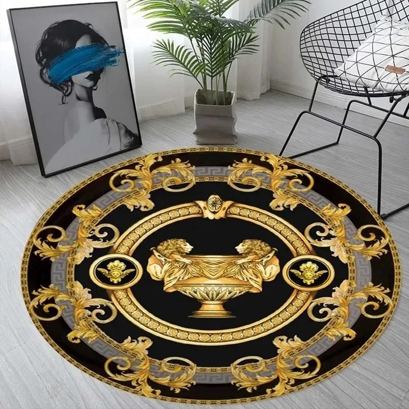 Home Decor Lighting Wholesale - Luxuriöser Vergoldeter Europäischer Runder Teppich Bodenmatte
