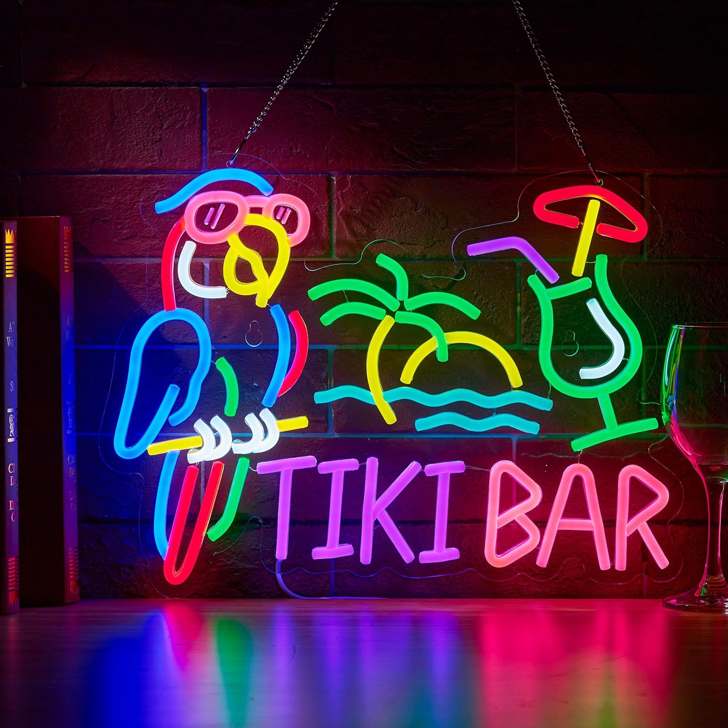 Led Lighting Wall Decor - Tiki Bar Papageienpalmen-Neonschild Geschäfts-Wandbeleuchtung USB LED