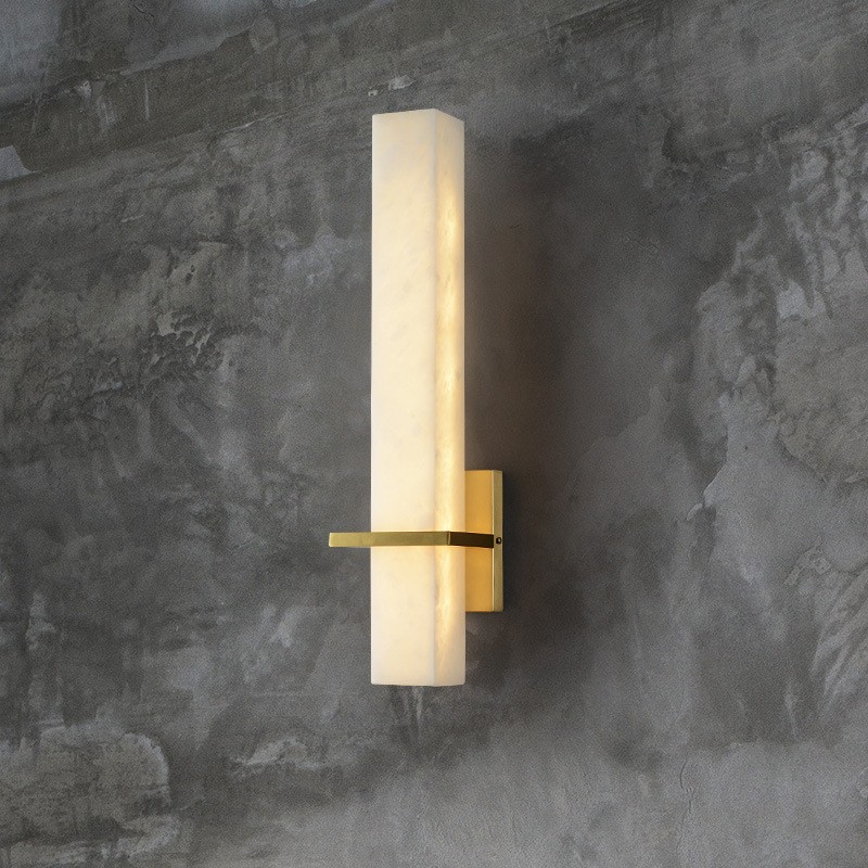 Lighting Decor For Bedroom - Zeitgenössische Kupfer-Marmor-Wandleuchte, Alabaster-Wandleuchte für Wohnzimmer, Schlafzimmer,