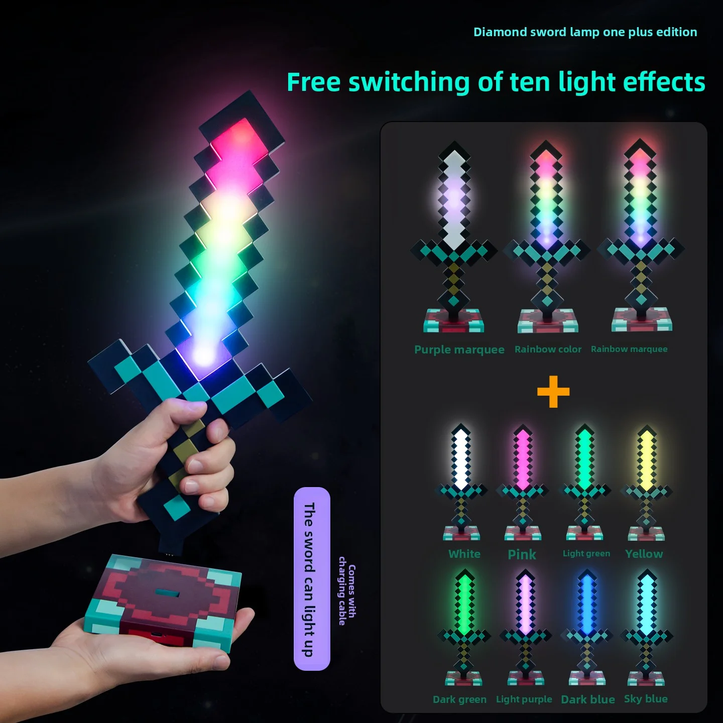 Lighting Decor Minecraft - Minecraft Diamantschwert LED-Nachtlicht 3D Gamer Schreibtischlampe