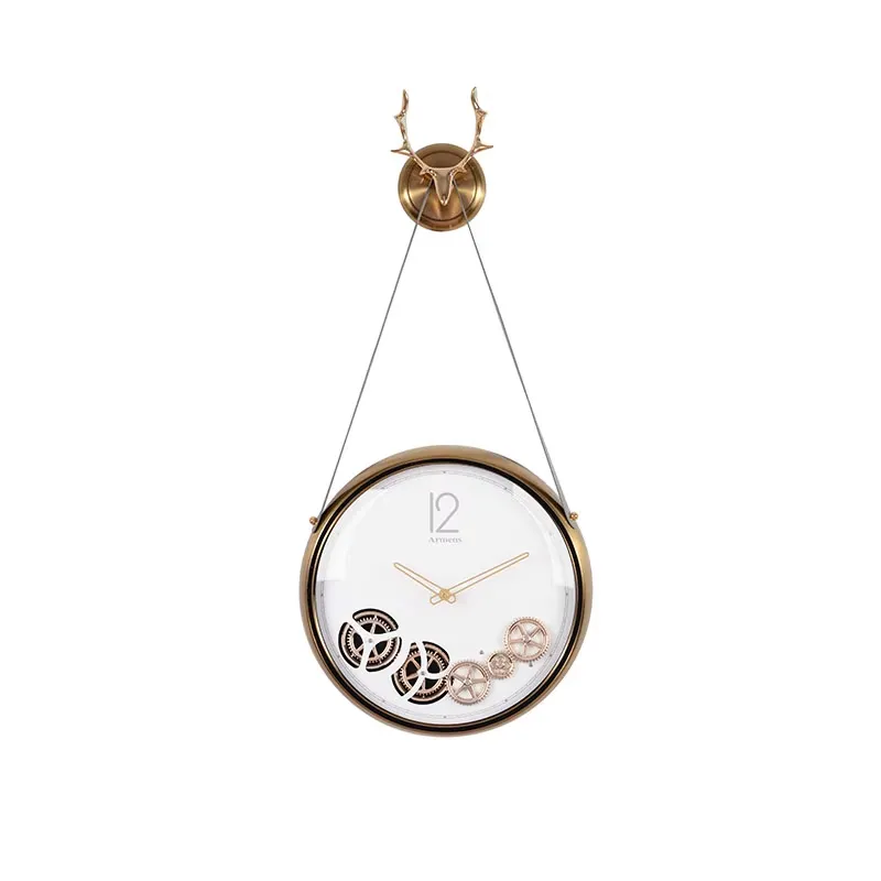 Lighting Home Decor Wall Clocks - Geräuschlose Quarz-Wanduhr mit Metallgetriebe, Luxuriöser Stil,