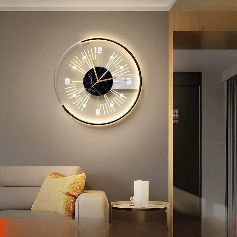 Lighting Home Decor Wall Clocks - Weiße Einzigartige Modische Wanduhren mit Nachtlicht