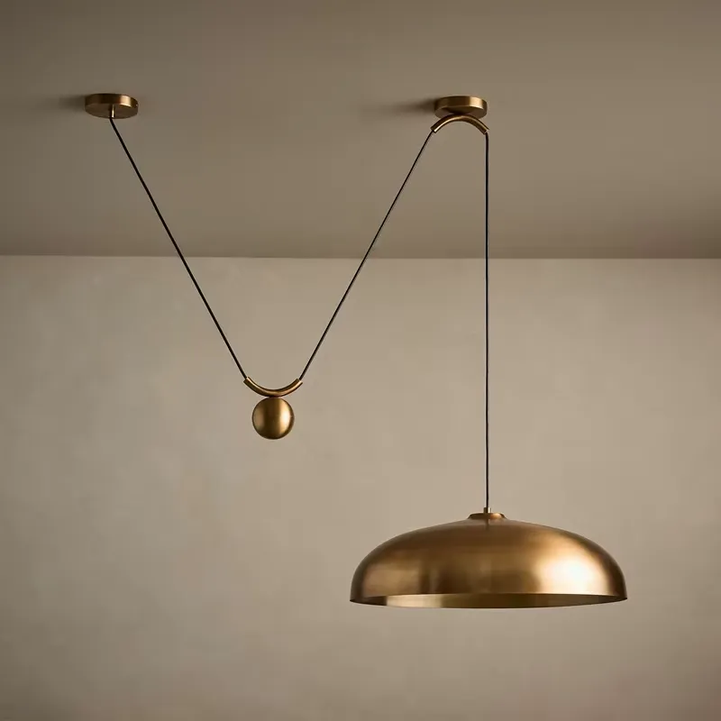 Pendant Light Shade - Vintage Moderne Verstellbare Messing-Pendelleuchte mit Kuppelschirm