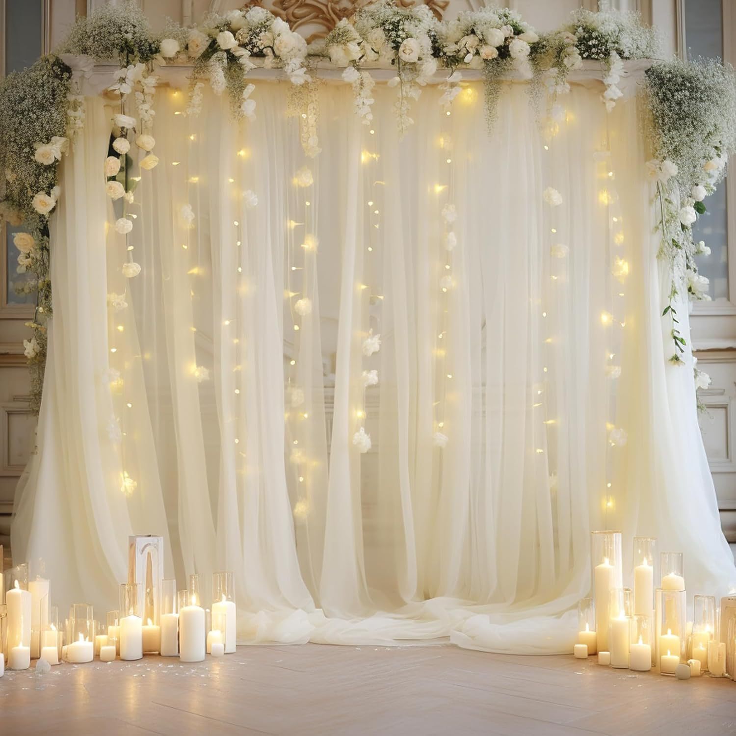 Decor Lighting Pack - 1er-Pack Hochzeits-Tüll-Hintergrundset, 2 Stück 1,6×3M transparente