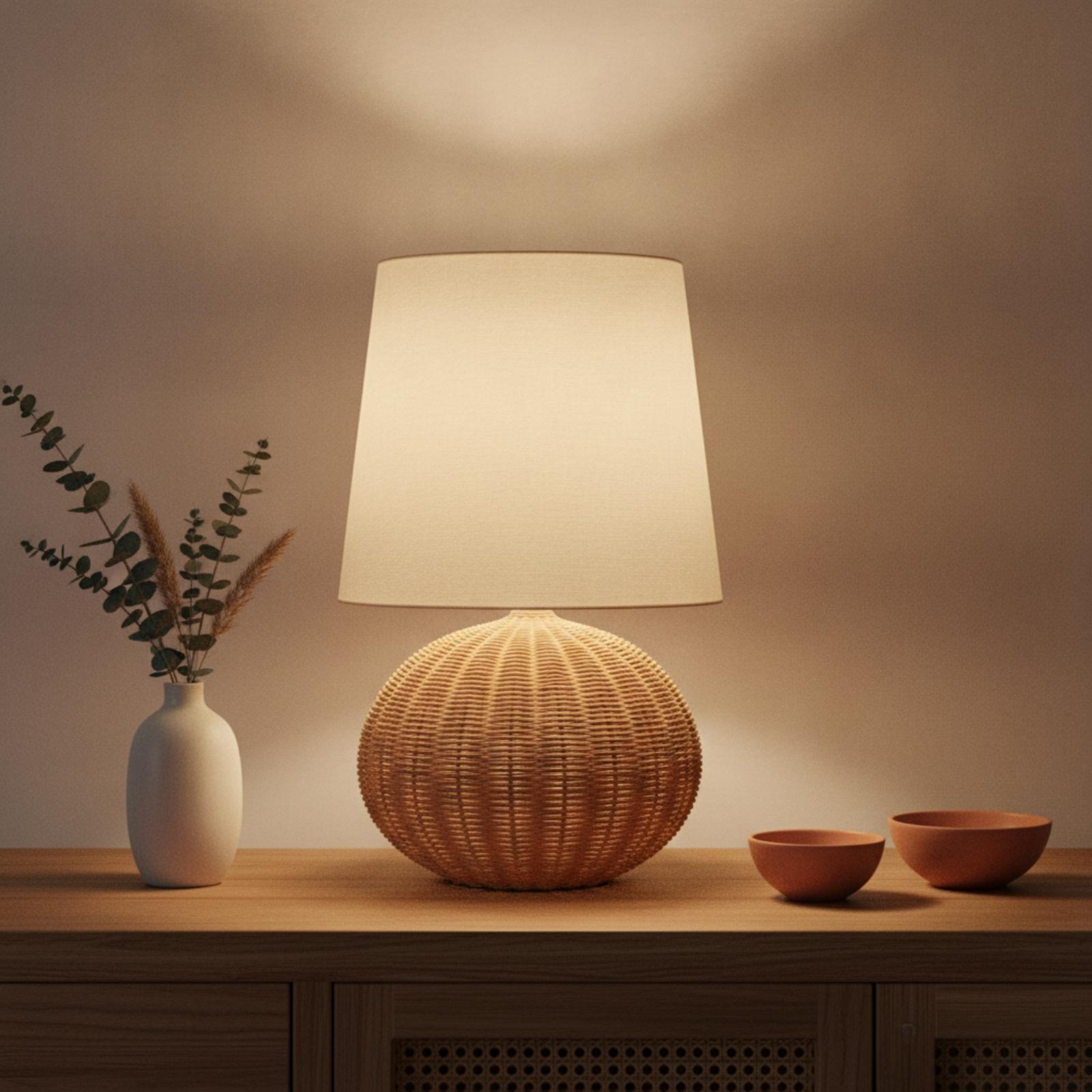 Nachttischlampe mit Rattanfuß  – Decor Lighting Table Lamps Bewertung und Preis