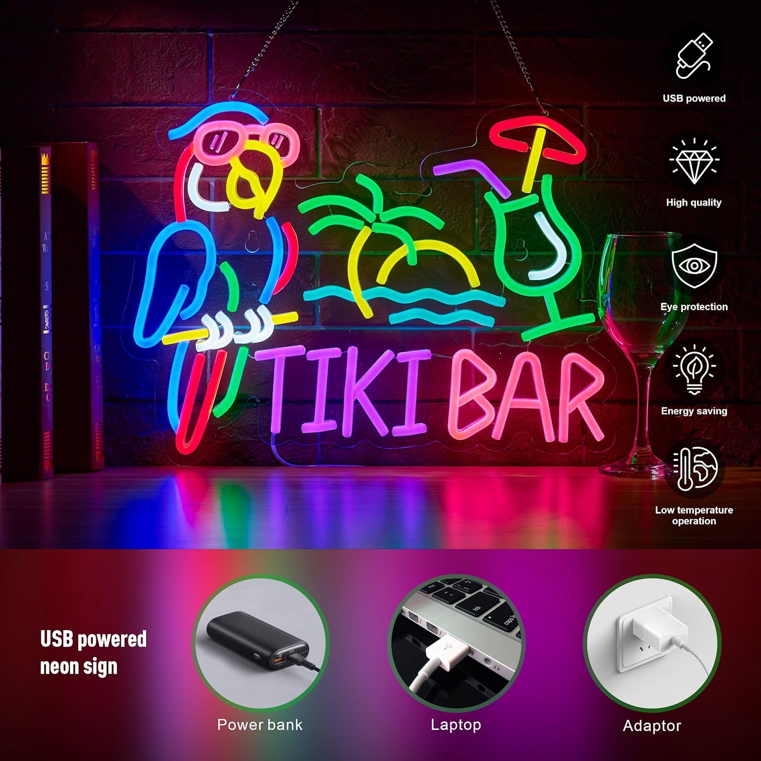 Tiki Bar Papageienpalmen-Neons – Led Lighting Wall Decor Bewertung und Preis