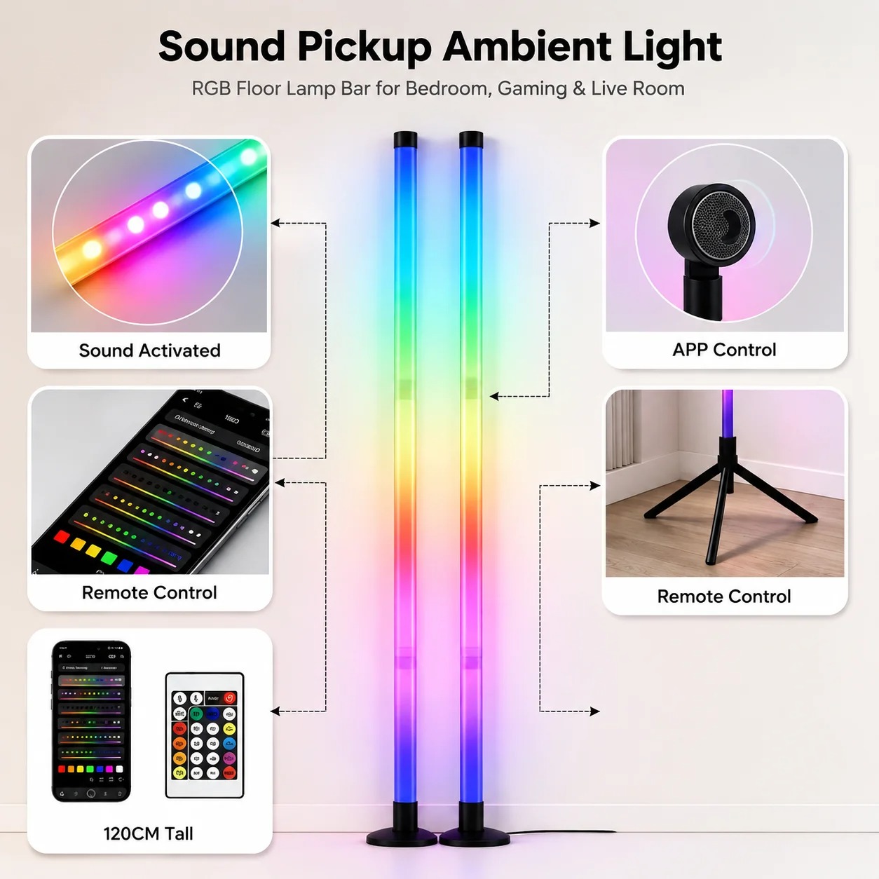 2 Stück 120CM RGB Stehlampe, S – Lighting Design Decor Bewertung und Preis